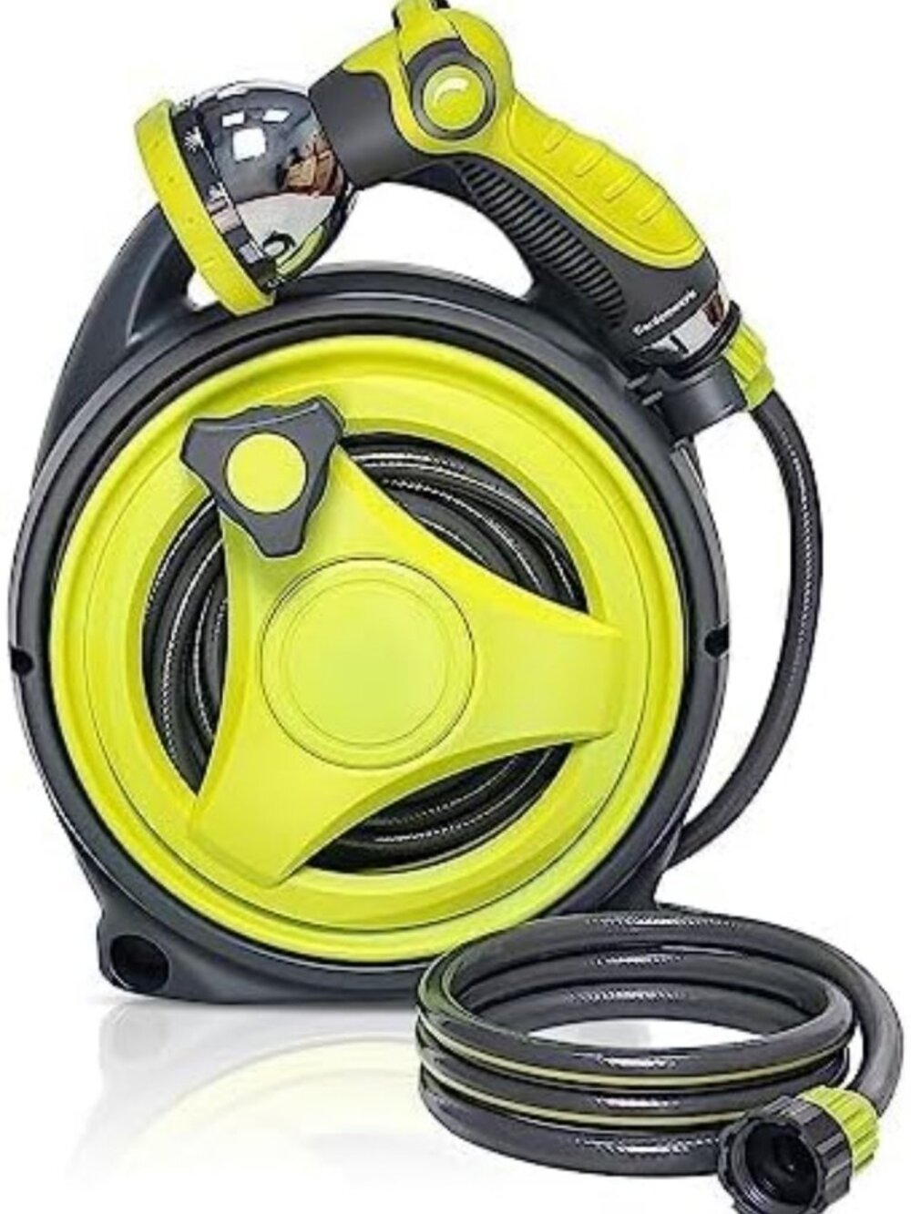 50ft Retractable Garden Hose Reel with 10 Spray Patterns - Portable & Durable